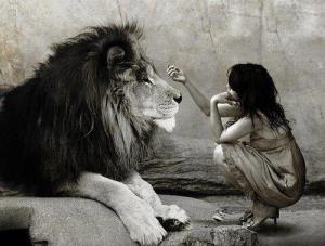 fall in love with Jesus - Lion and girl bigger