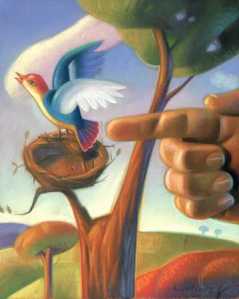 bird leaving the nest